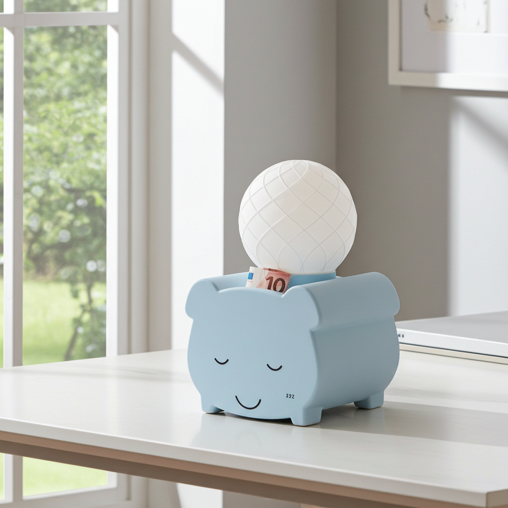 Hucha lámpara Moniro decorando habitación infantil