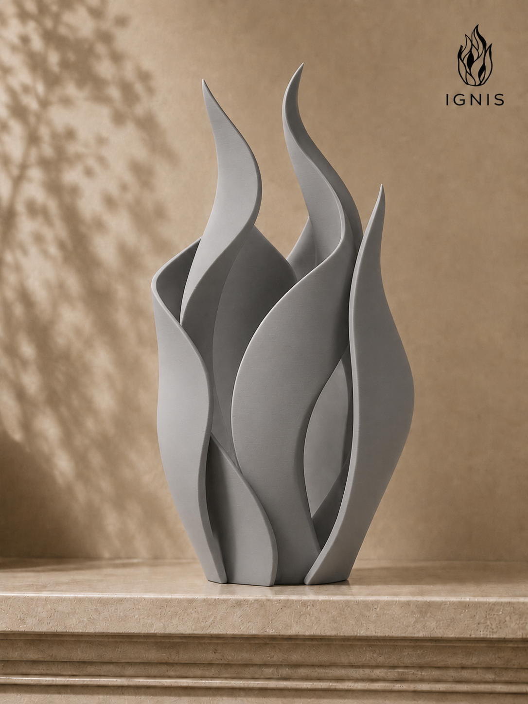 Jarrón IGNIS escultórico color gris mate