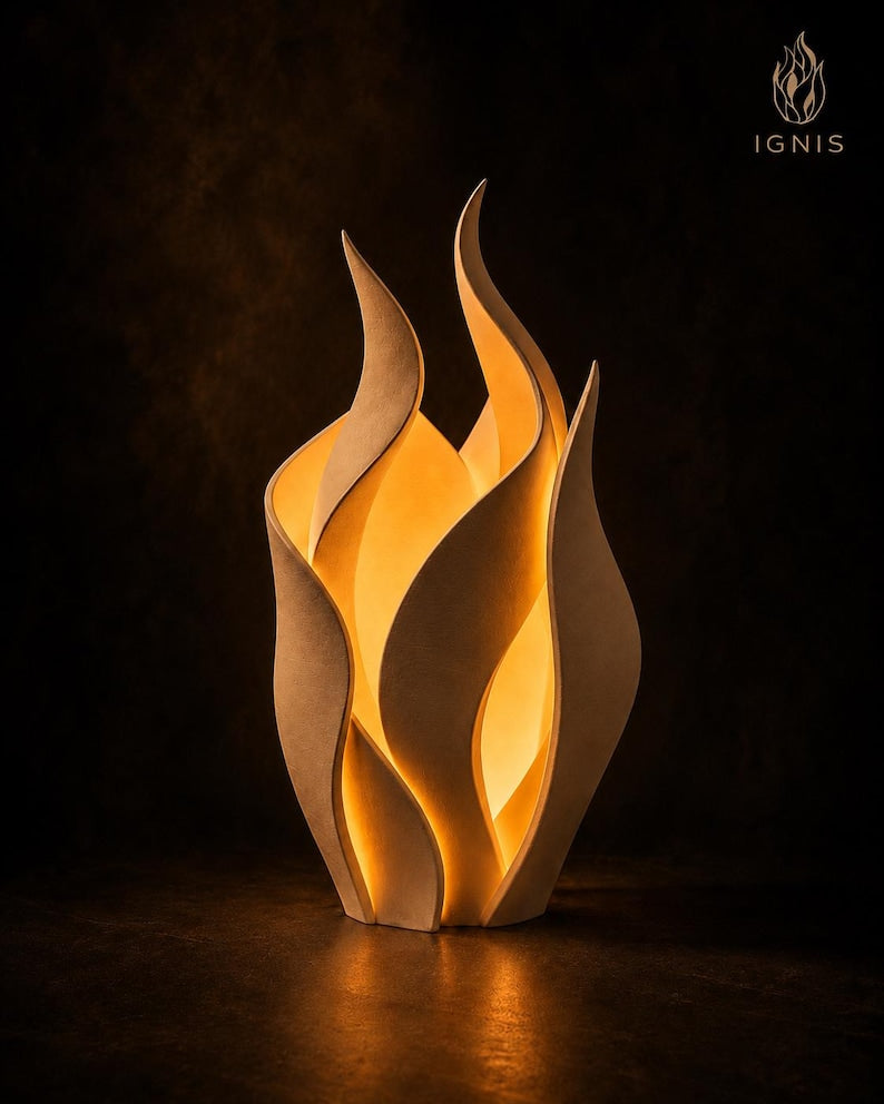 Lámpara Ignis en acabado blanco mate con luz cálida en su interior