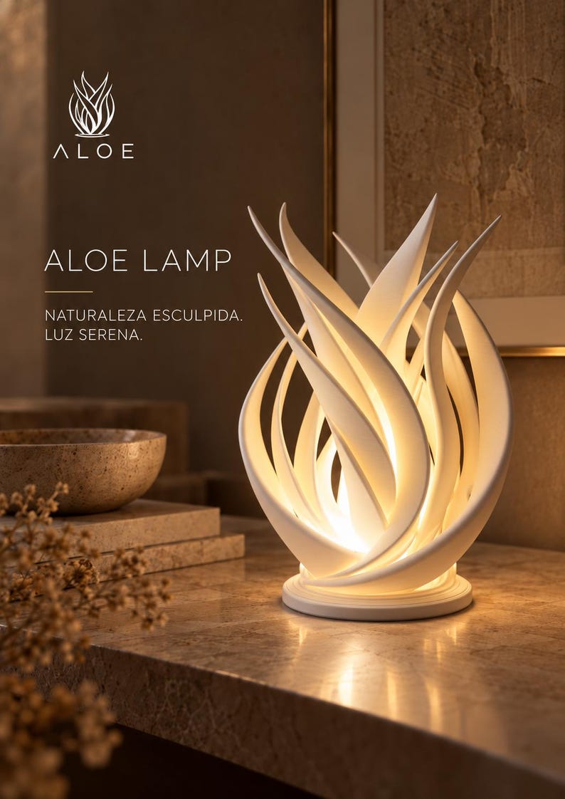 Lámpara ALOE mostrando los distintos tonos de luz